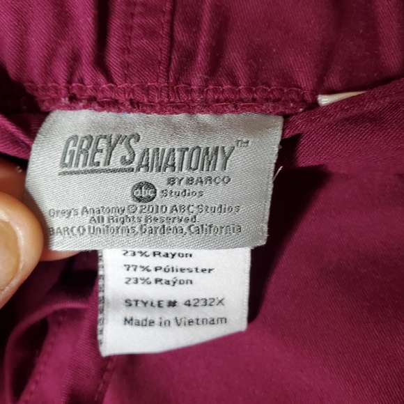 Grey’s Anatomy Scrubs Womens Burgundy Plum Purple Maroon‎ Pants 4XL - Picture 7 of 9
